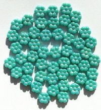 50 8mm Opaque Turquoise AB Lustre Flower Beads